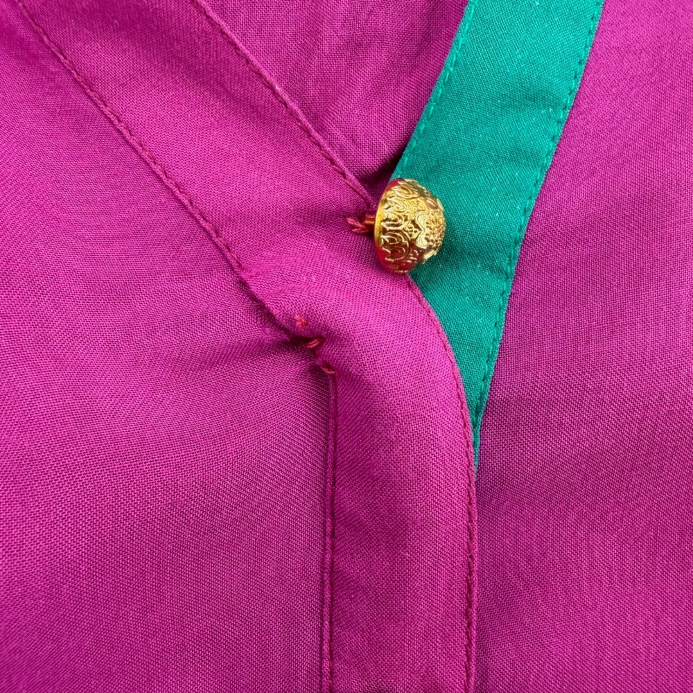 Limelight Magenta Embroidered Handkerchief Hem Tunic Top Large Pink Teal Gold - Picture 9 of 10